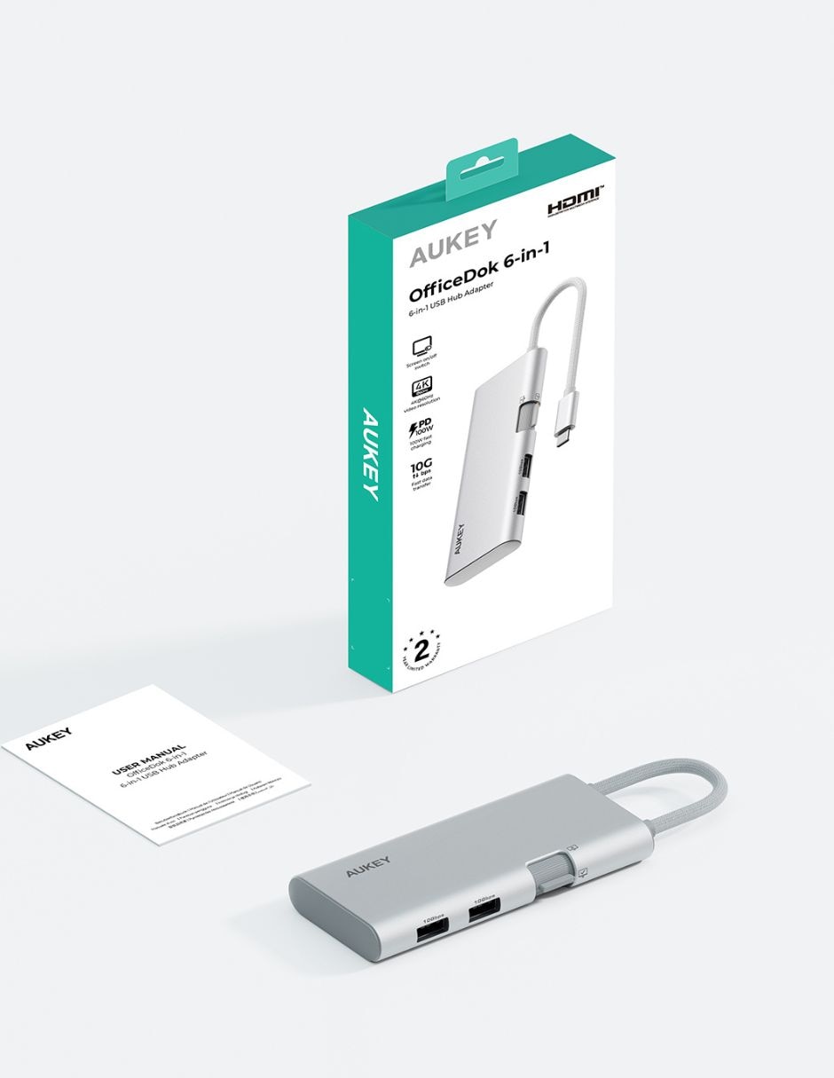 Hub aukey de 6 contactos