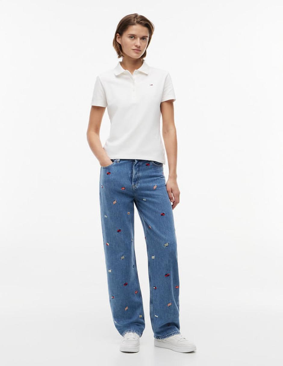 Jeans regular slim media cintura para mujer 4