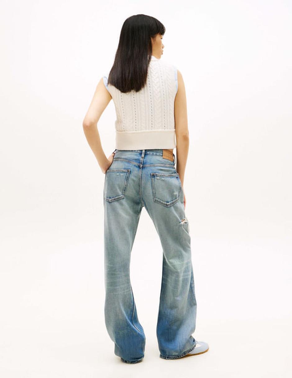 Jeans regular straight media cintura para mujer 3