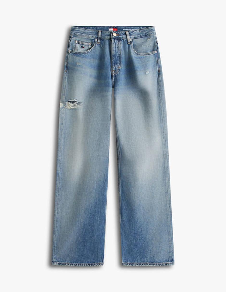 Jeans regular straight media cintura para mujer 2