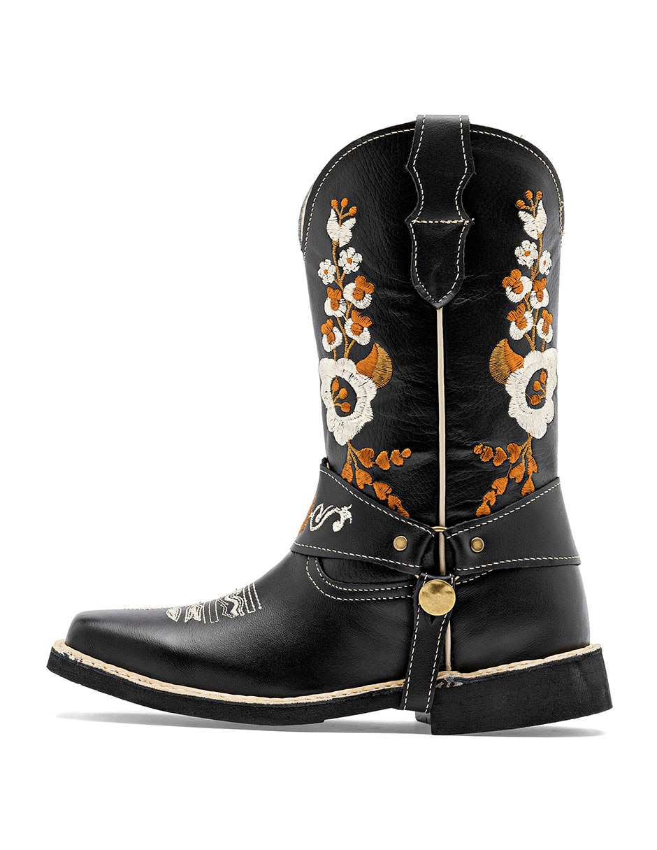 Bota cowboy media pierna de piel para mujer
