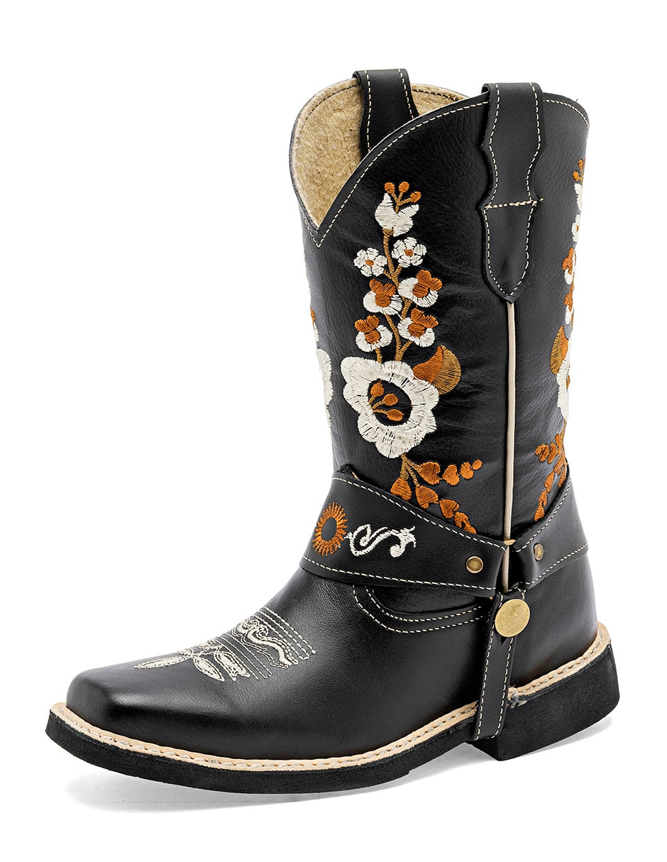 Bota cowboy media pierna de piel para mujer 5