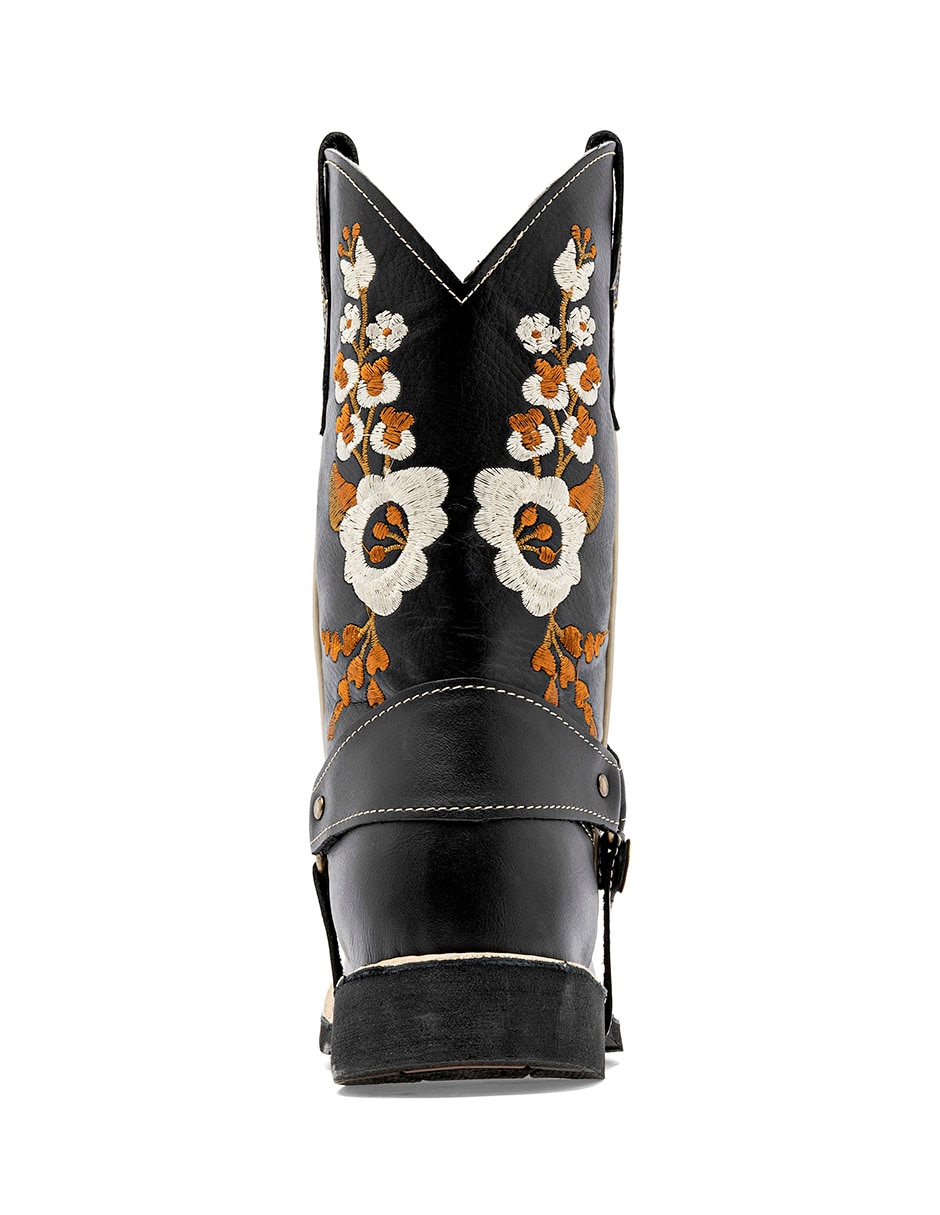 Bota cowboy media pierna de piel para mujer 4