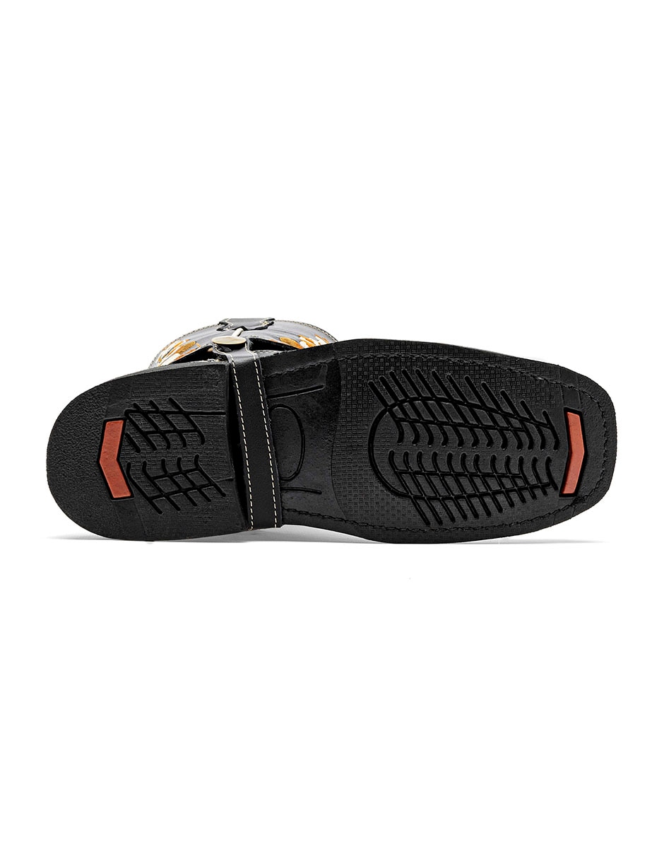 Bota cowboy media pierna de piel para mujer 3