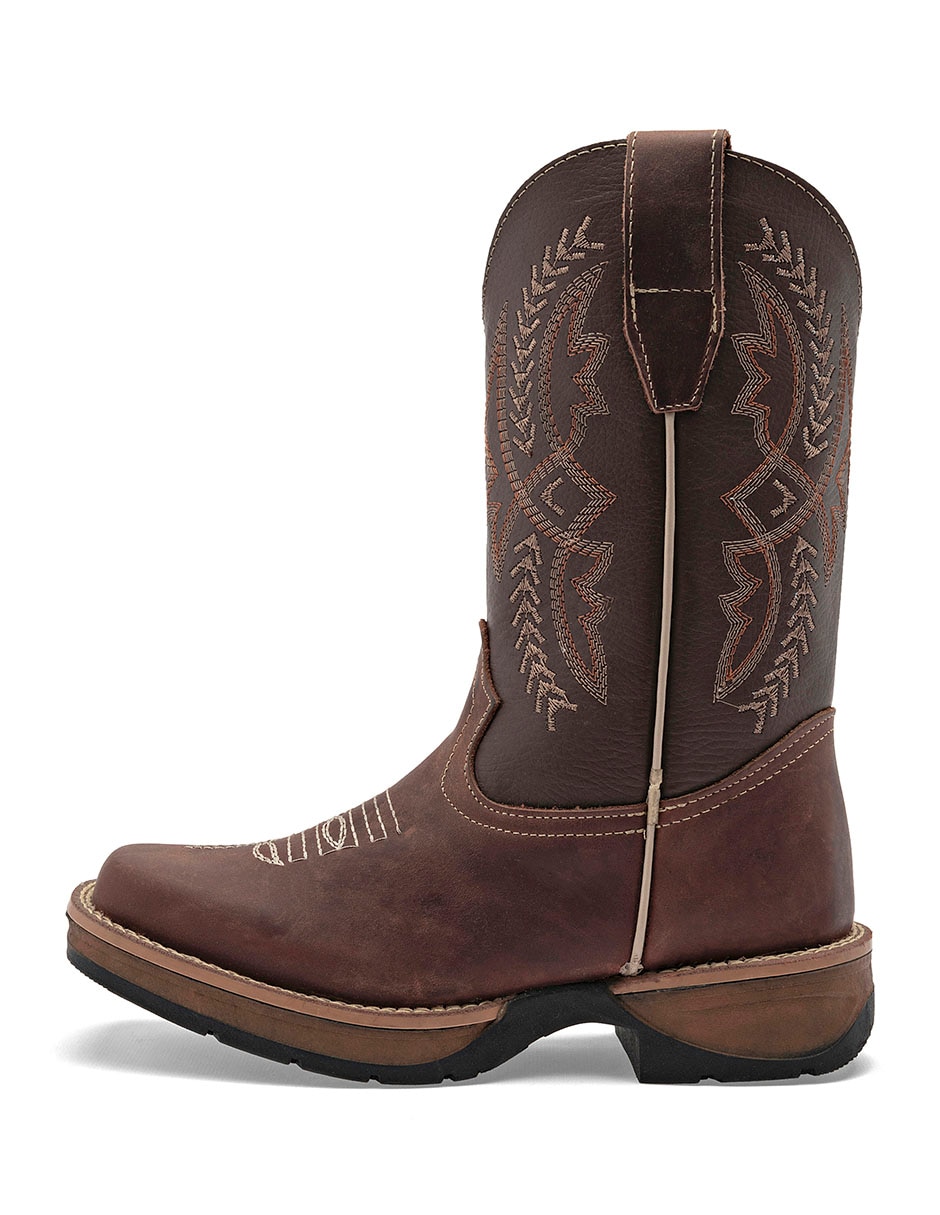 Bota cowboy media pierna de piel para mujer