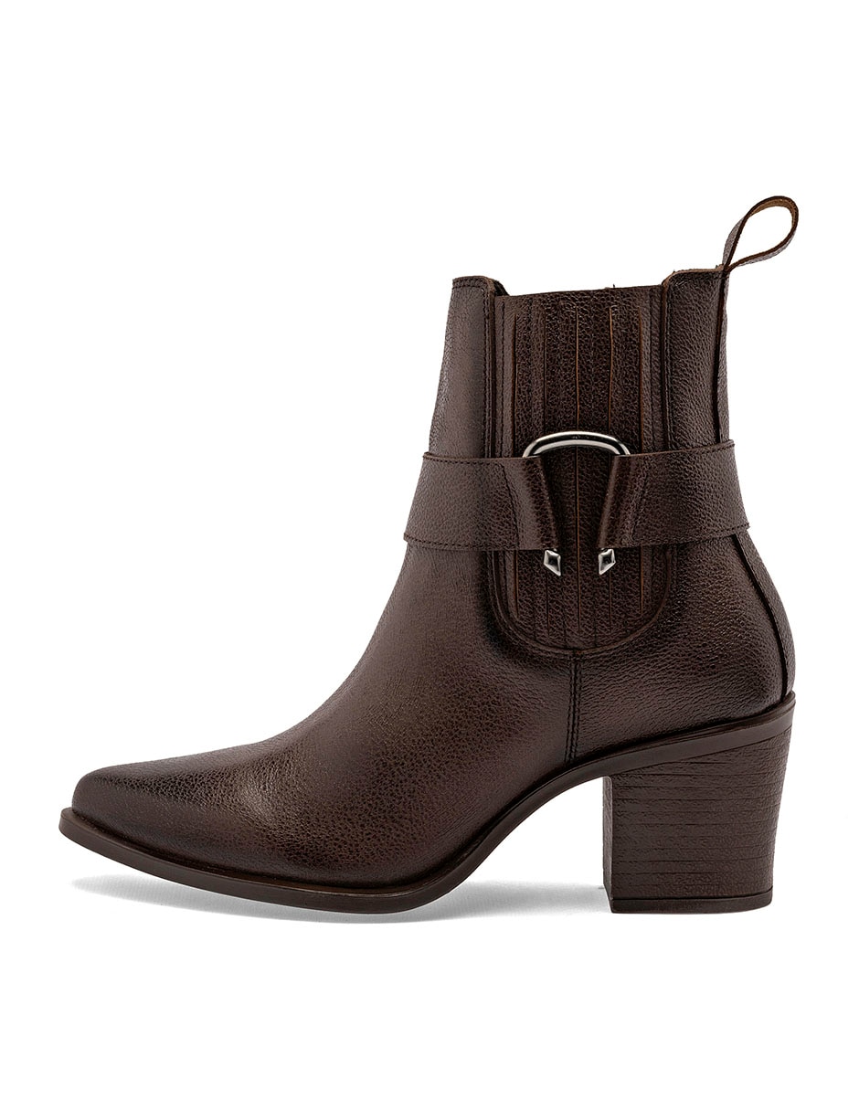 Bota cowboy al tobillo de piel para mujer Bota cowboy al tobillo de piel para mujer