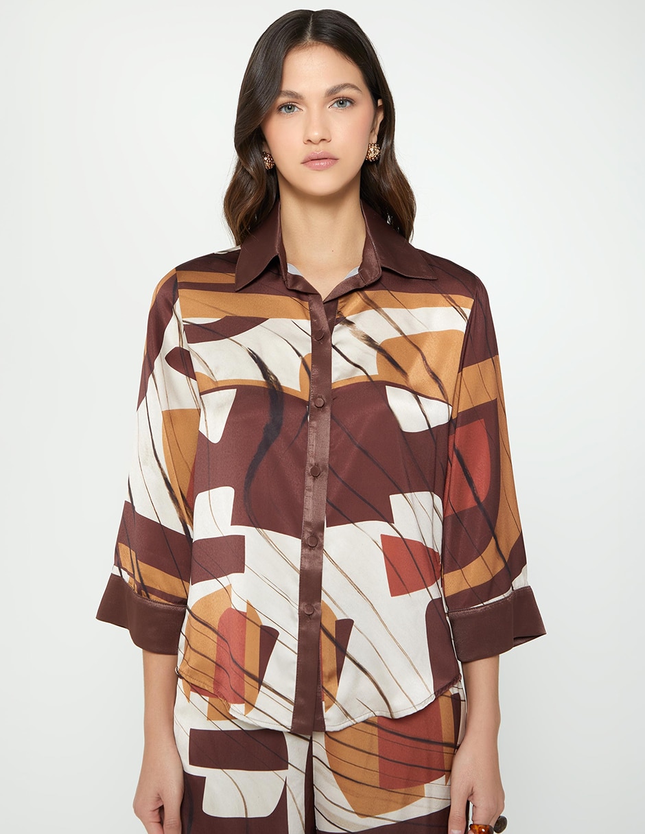 Blusa camisera studio f filadelfia trip manga 3/4 para mujer