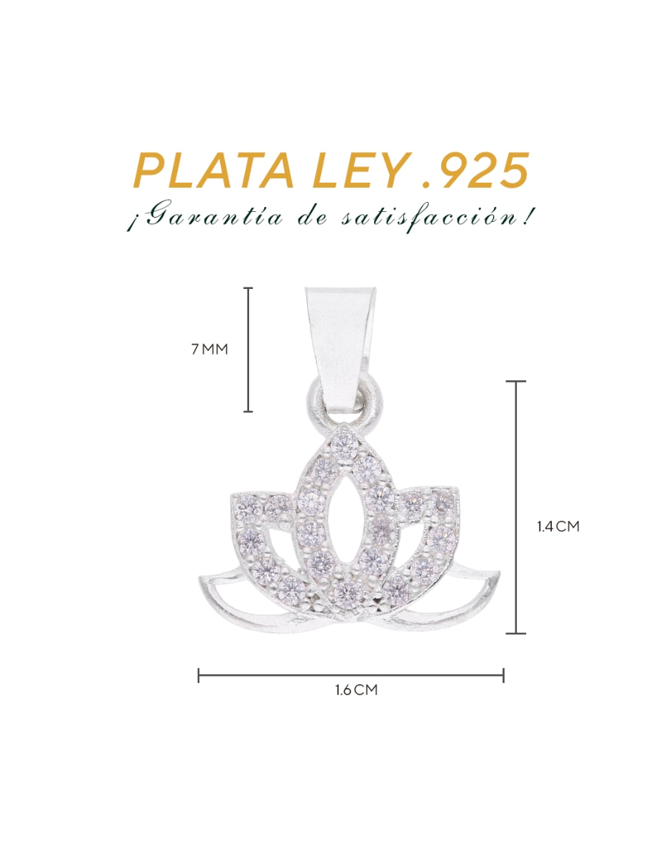 Dije de Flor de loto Plata Lisa Flor de Plata P 925 2