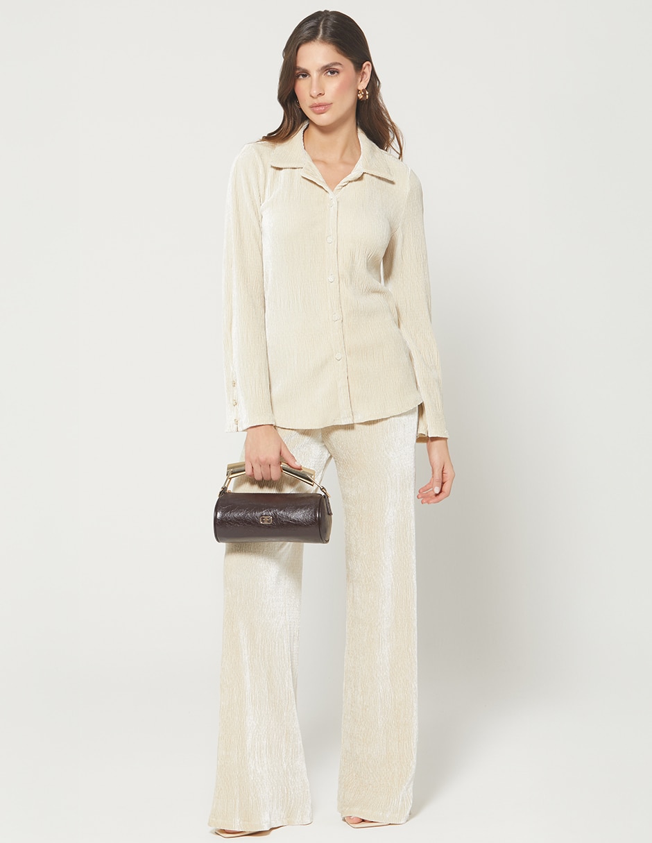 Blusa camisera STUDIO F Comfy Chic manga Larga para mujer