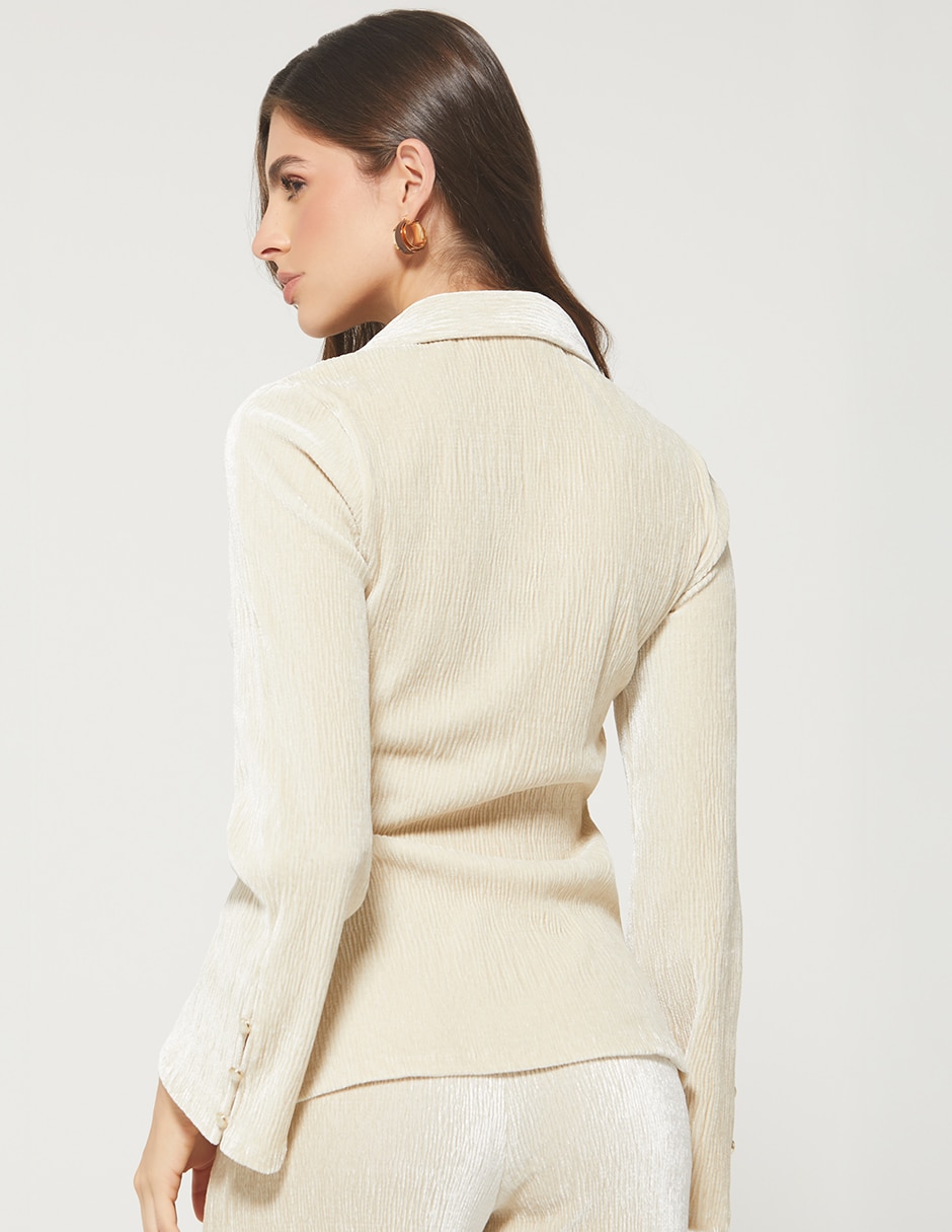 Blusa camisera STUDIO F Comfy Chic manga Larga para mujer