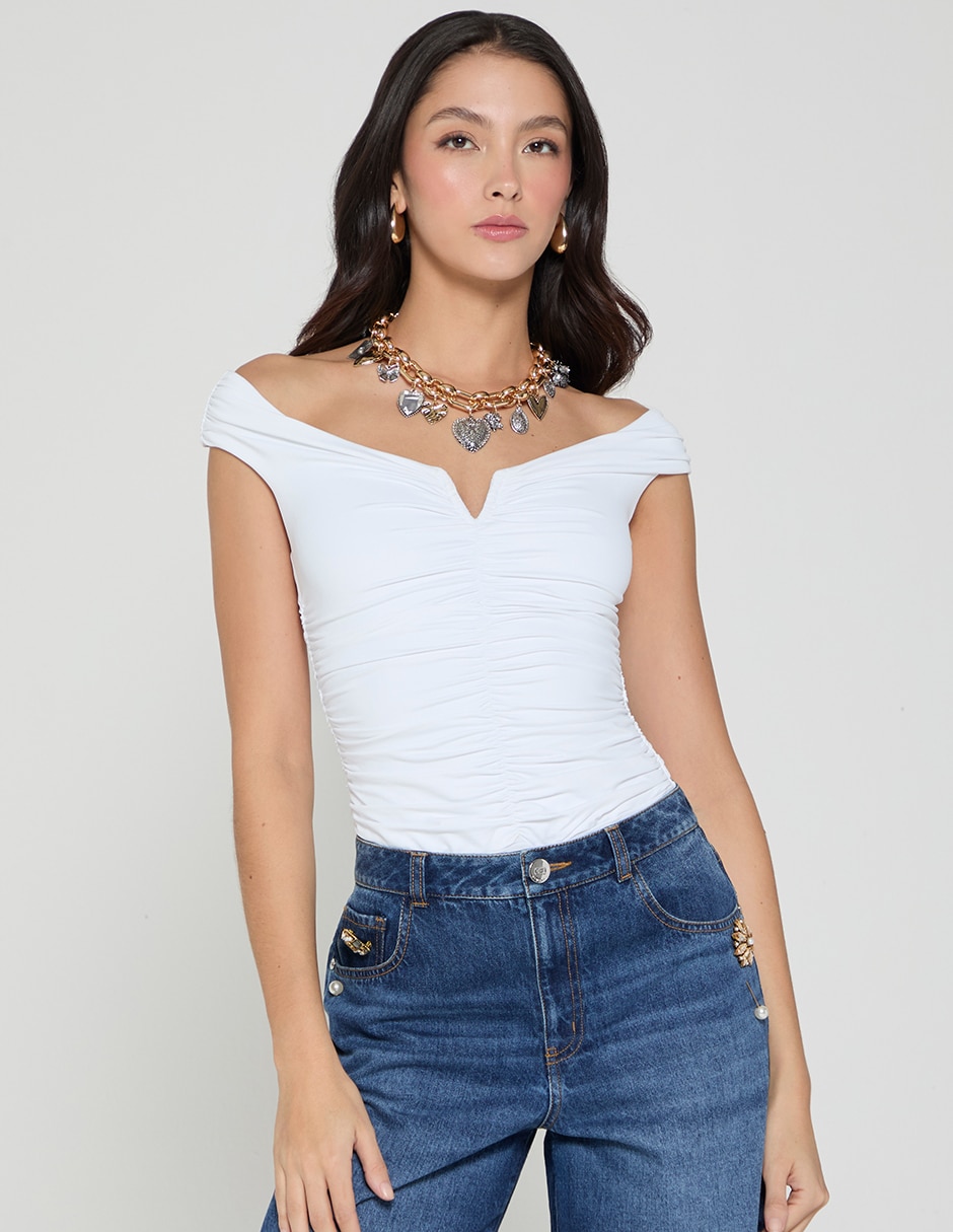 Body cuello Con escote escote Bardot para mujer Body cuello Con escote escote Bardot para mujer