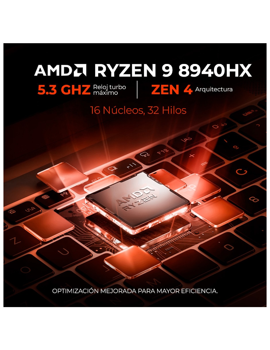Laptop gamer D8WFKG-015U64G 16 pulgadas QHD+ AMD Ryzen 9 8 GB RAM 1 TB 9