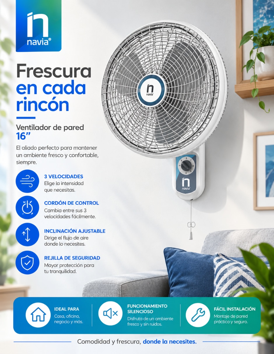 Ventilador de pared No velocidades 4