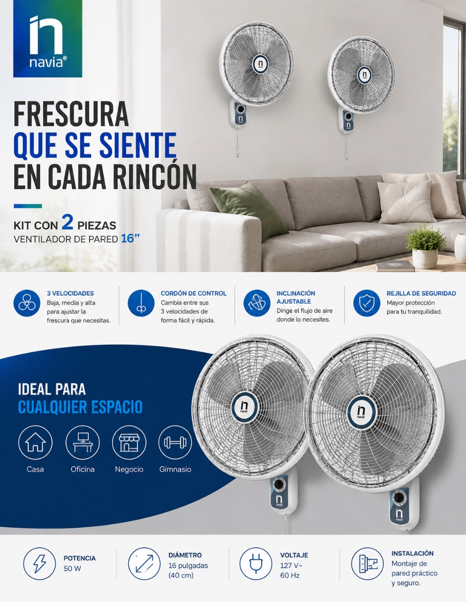 Ventilador de pared No velocidades 3