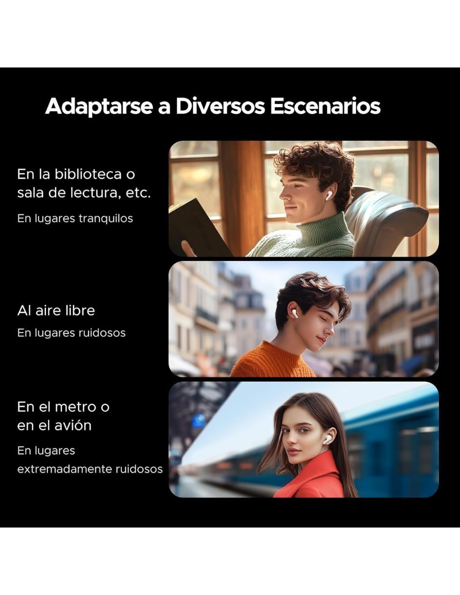 Audífonos In-Ear Audífonos Inalámbricos ANC EchoBuds UGREEN con pantalla inteligente Inalámbrica con (si aplica) Sí 11