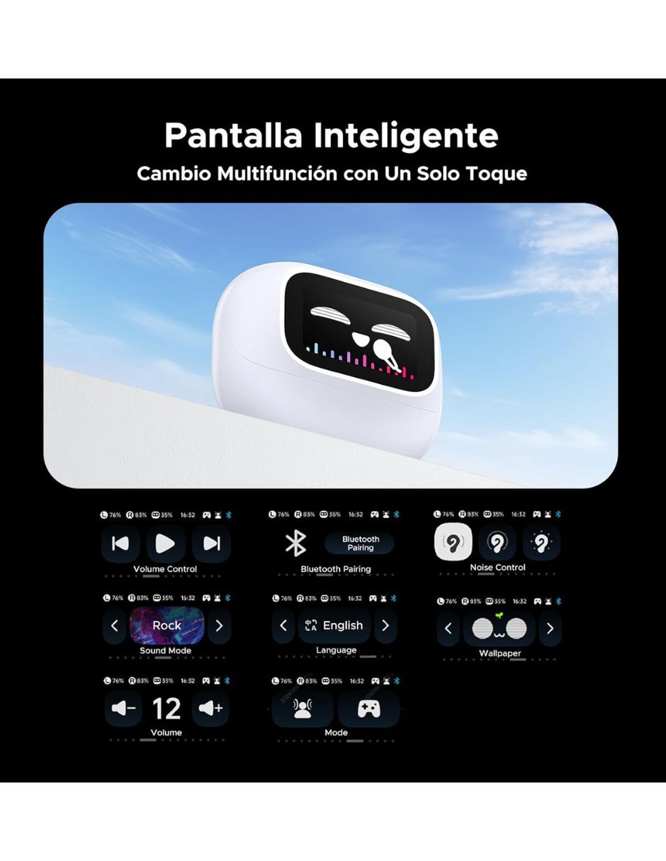 Audífonos In-Ear Audífonos Inalámbricos ANC EchoBuds UGREEN con pantalla inteligente Inalámbrica con (si aplica) Sí 3