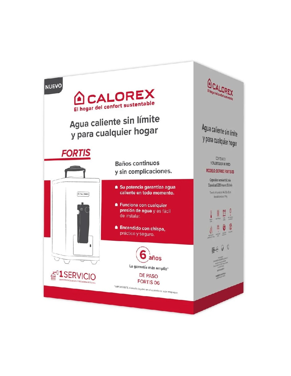 Calentador de paso Fortis 06 Gas LP