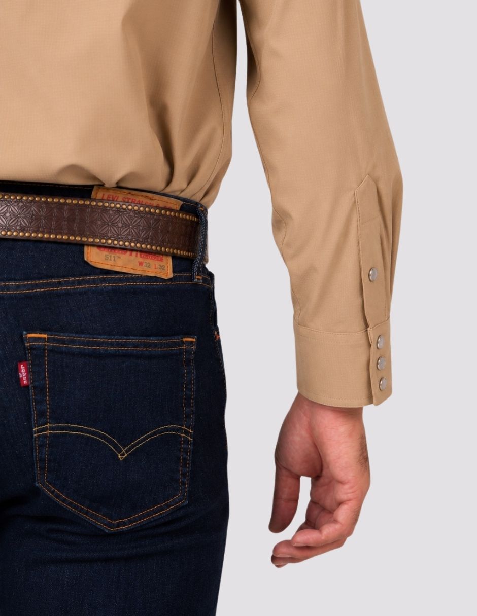Camisa Casual de (si aplica) Poliéster manga Larga para hombre