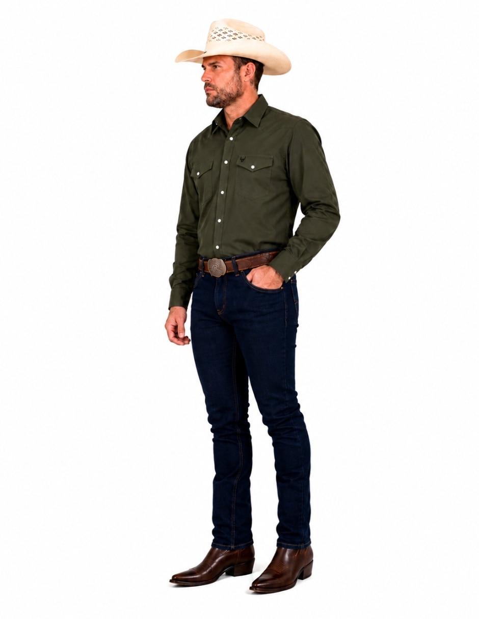 Camisa casual manga larga para hombre