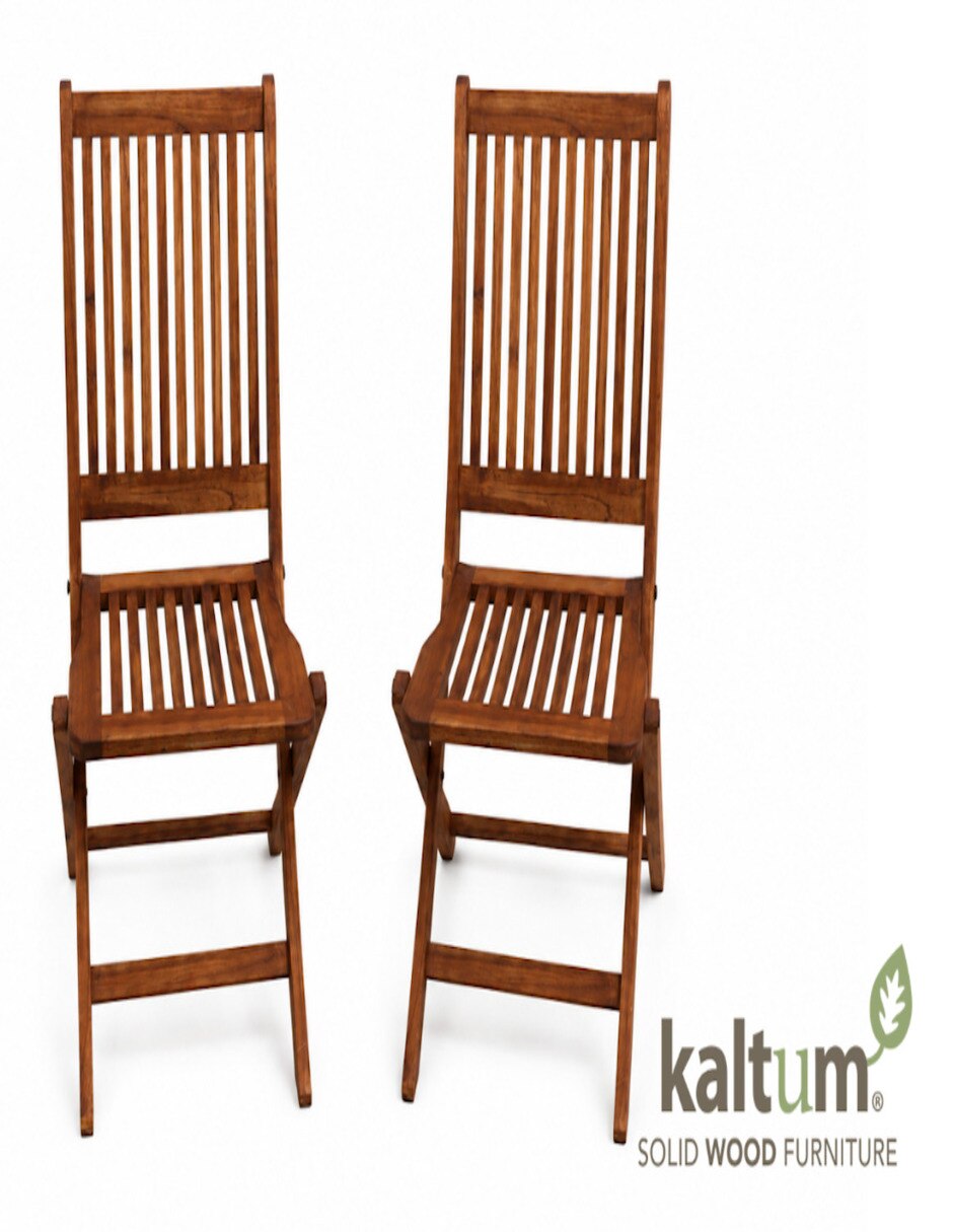 Juego de sillas plegables 2 piezas de madera teca 2