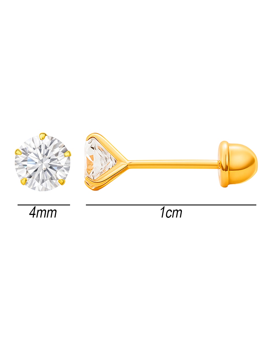 Broqueles de (si aplica) No aplica Sin familia de Oro 14 K con acabado Brillante Zirconia 5