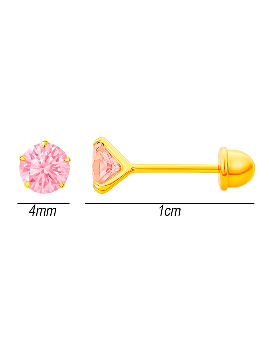 Broqueles de (si aplica) No aplica Sin familia de Oro 14 K con acabado Brillante Zirconia 5
