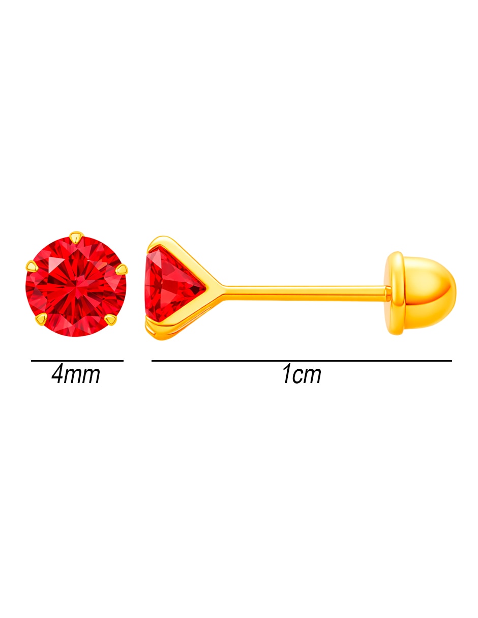 Broqueles de (si aplica) No aplica Sin familia de Oro 14 K con acabado Brillante Zirconia 5