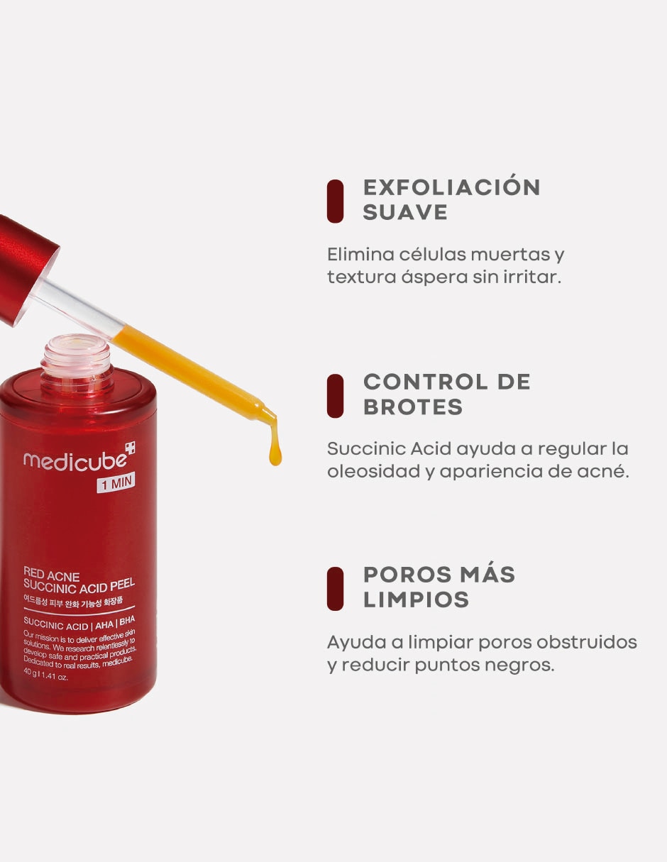 Sérum exfoliante para/de Facial Peeling Facial de Ácido Succínico 21% para Acné Poros y Exceso de Grasa 40 ml de piel Mixta y grasa 5