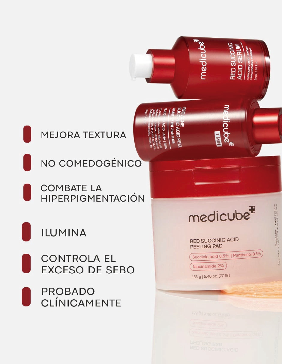 Tónico exfoliante Pads Exfoliantes con Ácido Succínico para Acné Poros y Exceso de Grasa 70 Pads 5