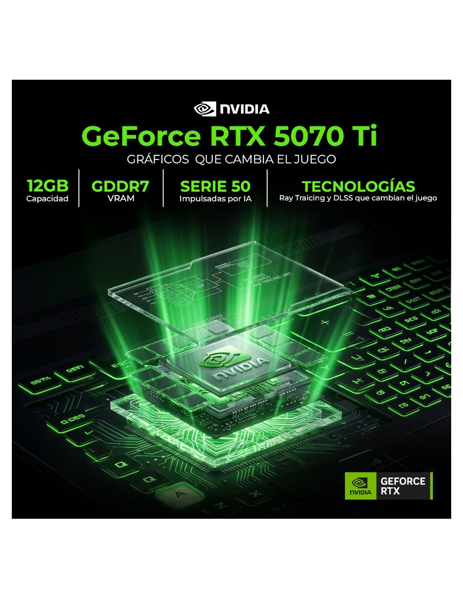 Laptop gamer No 16 pulgadas Full HD+ Intel core ultra 7 NVIDIA GeForce RTX 5070 Ti 64 GB RAM No aplica 1 TB 4