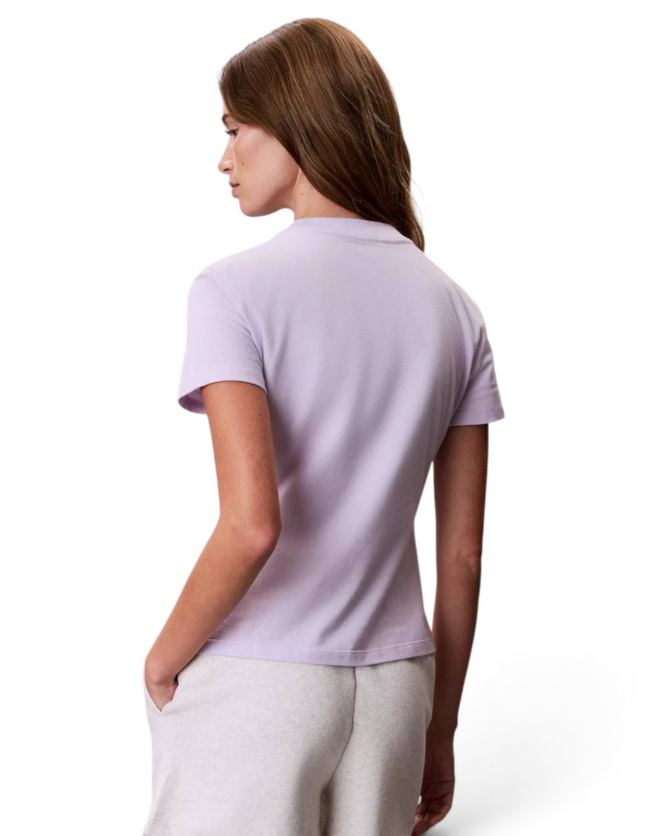 Playera manga 3/4 CALVIN KLEIN JEANS Lila Logo cuello Redondo para mujer 5