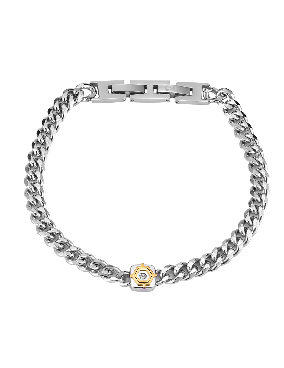 de Acero inoxidable con Zirconia Sin kilataje Gold Link acabado