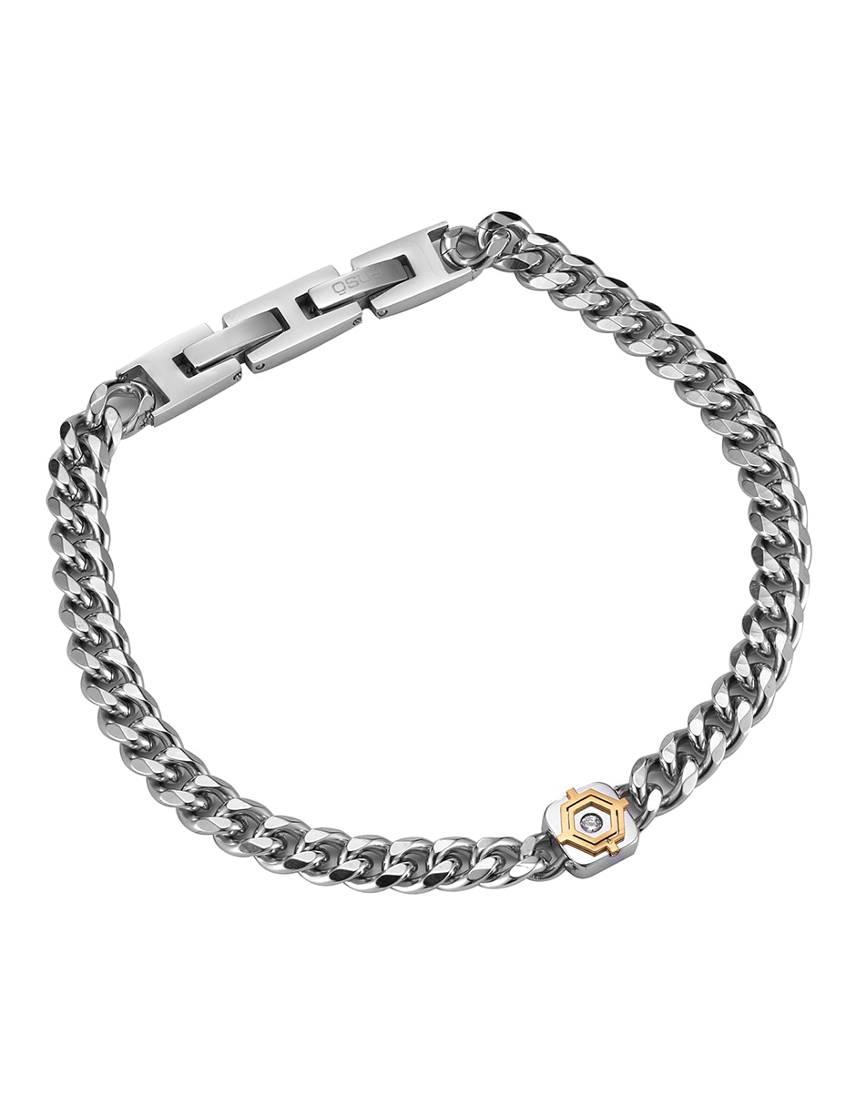 ENSO de Acero inoxidable con Zirconia Sin kilataje Gold Link acabado 2