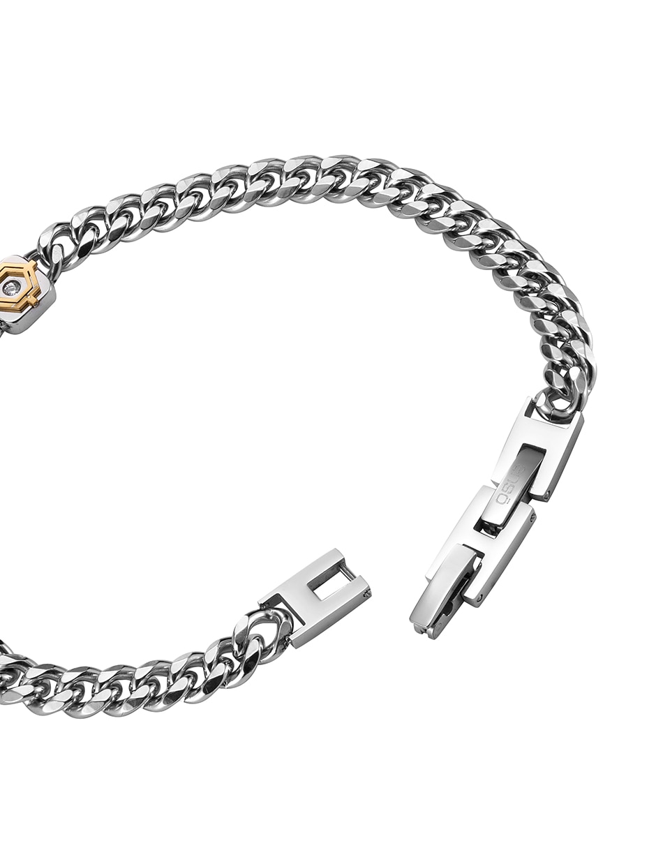 ENSO de Acero inoxidable con Zirconia Sin kilataje Gold Link acabado 3