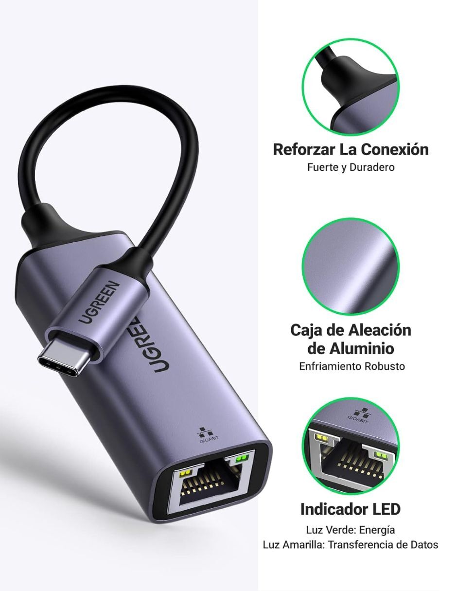 Cable C USB C a tipo Ethernet de 90 cm 5