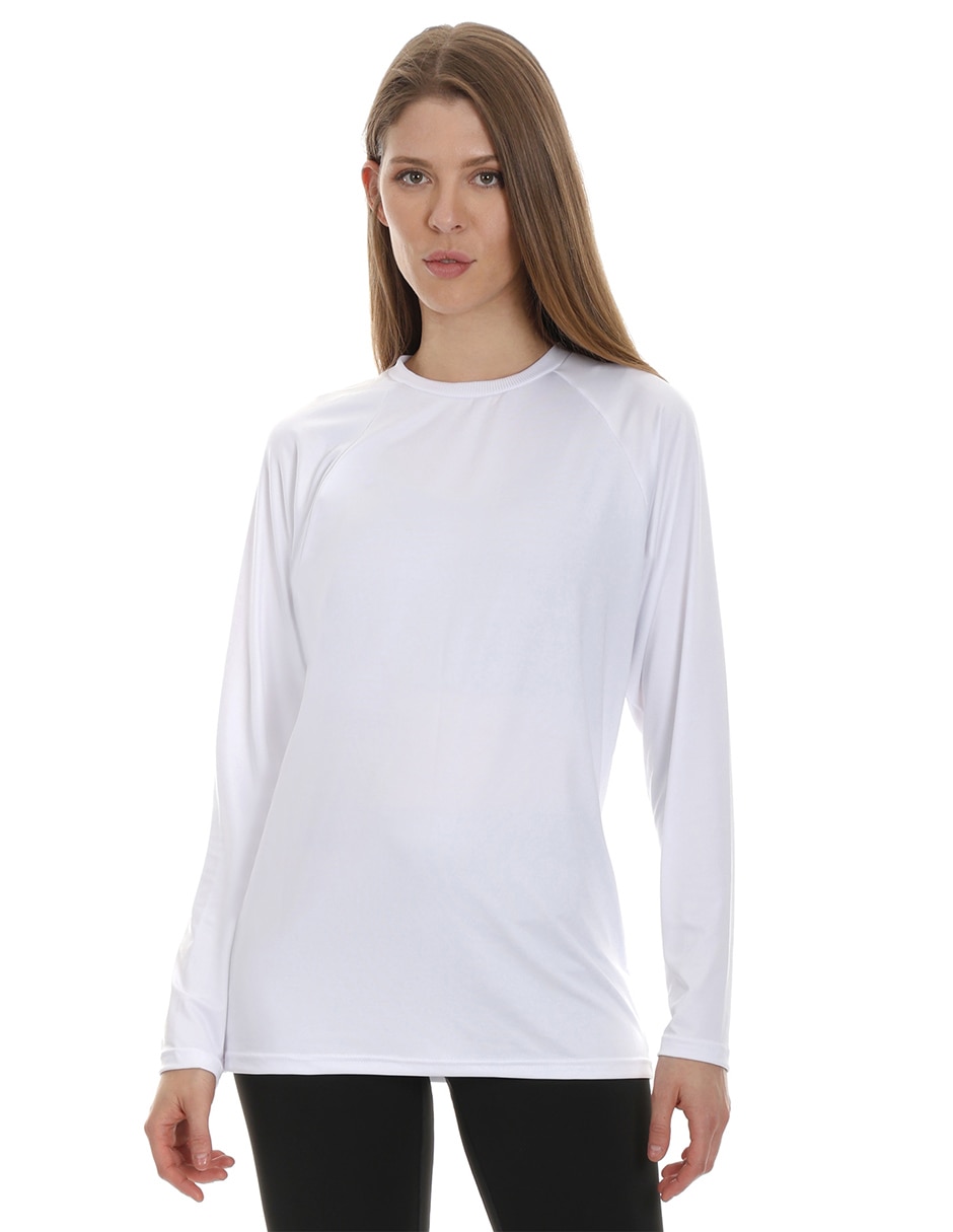 Playera manga Larga cuello Redondo para mujer