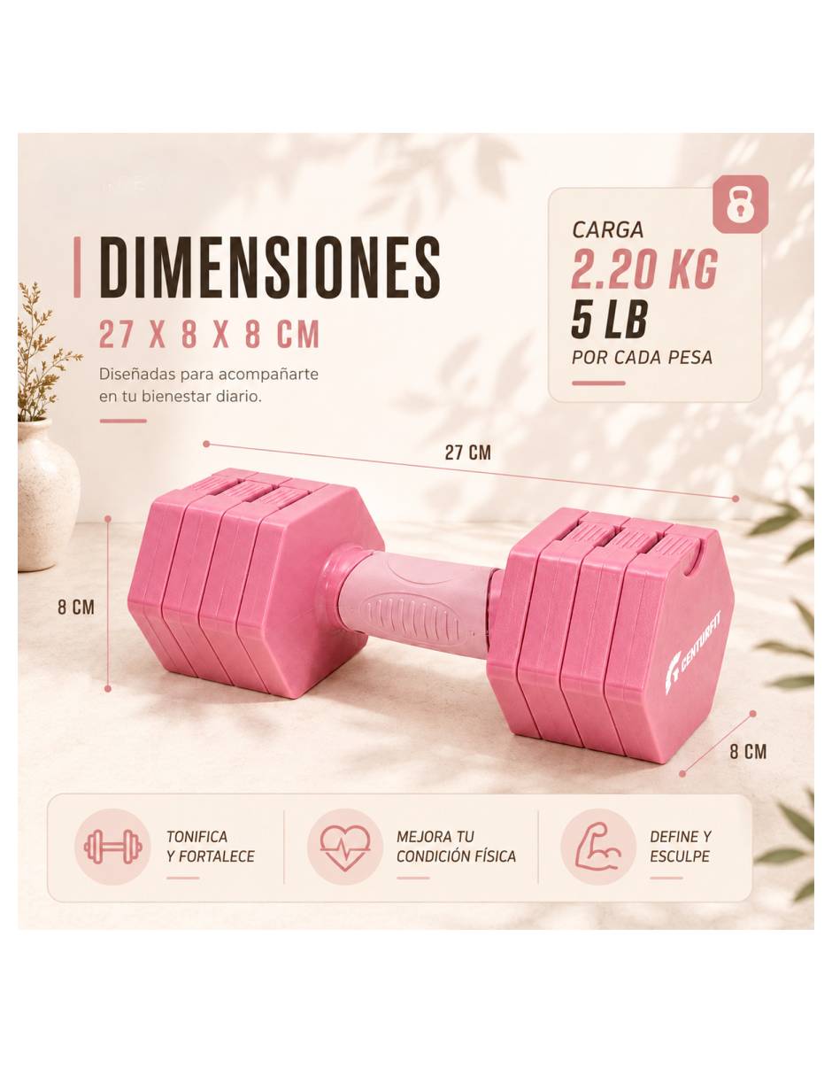 Mancuerna/Set mancuernas/Kit mancuernas De peso fijo 4.5 kg 2 piezas 8