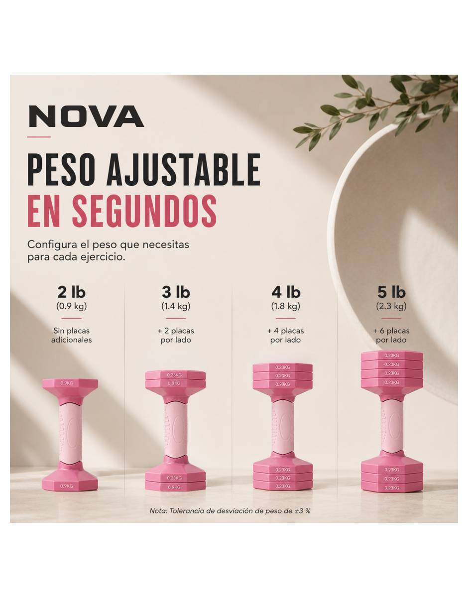 Mancuerna/Set mancuernas/Kit mancuernas De peso fijo 4.5 kg 2 piezas 2