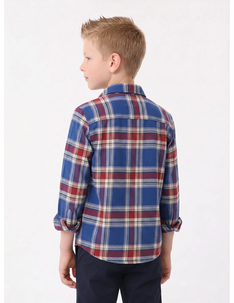 Camisa casual de algodón manga larga para niño 7