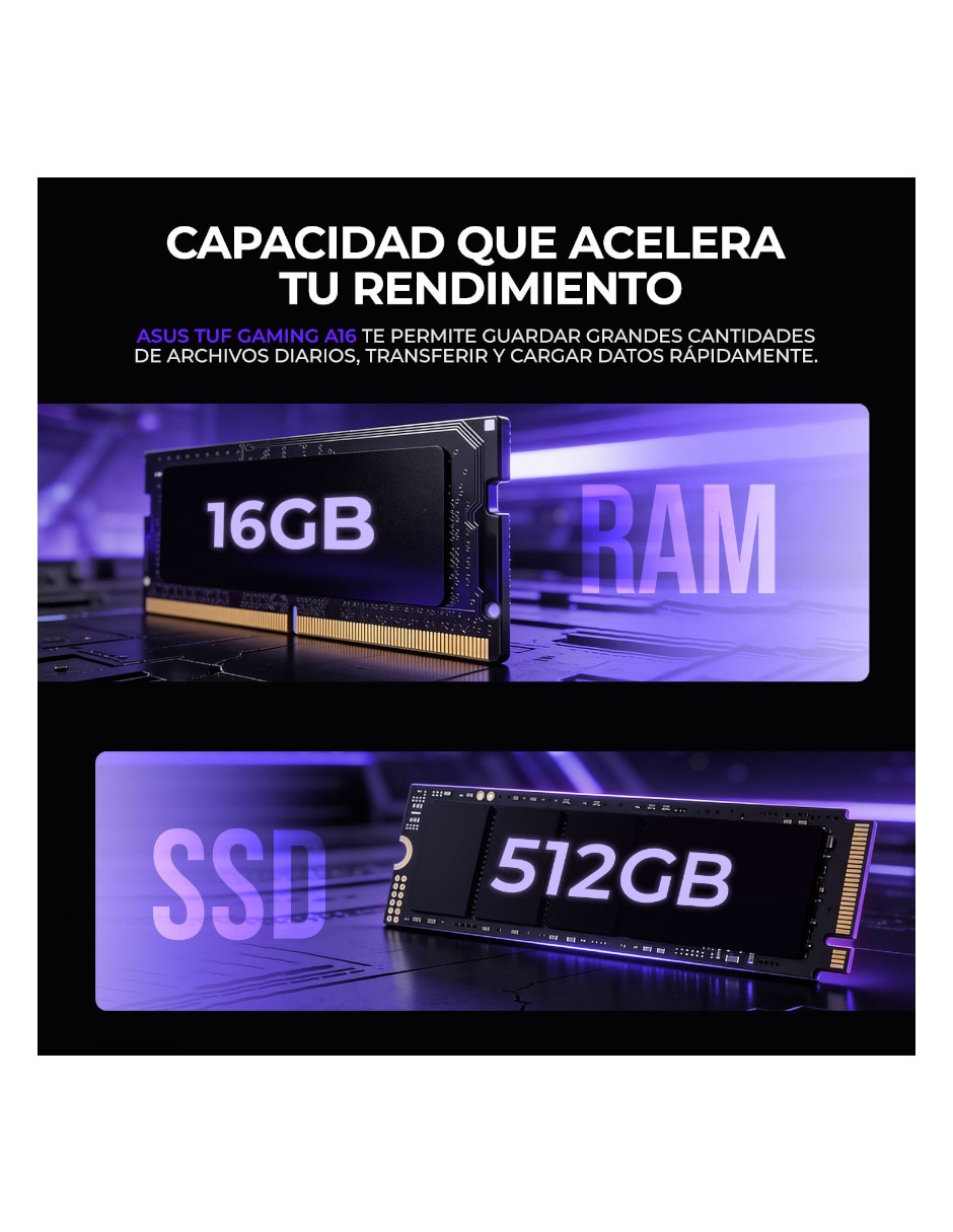 Laptop gamer TUF Gaming A16 16 pulgadas WUXGA AMD Ryzen 7 NVIDIA GeForce RTX 4060 16 GB RAM 512 GB 2