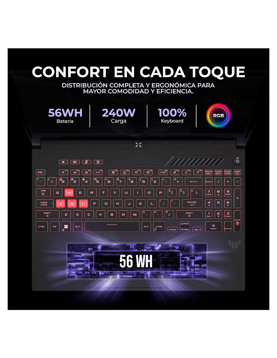 Laptop gamer TUF Gaming A16 16 pulgadas WUXGA AMD Ryzen 7 NVIDIA GeForce RTX 4060 16 GB RAM 512 GB 6