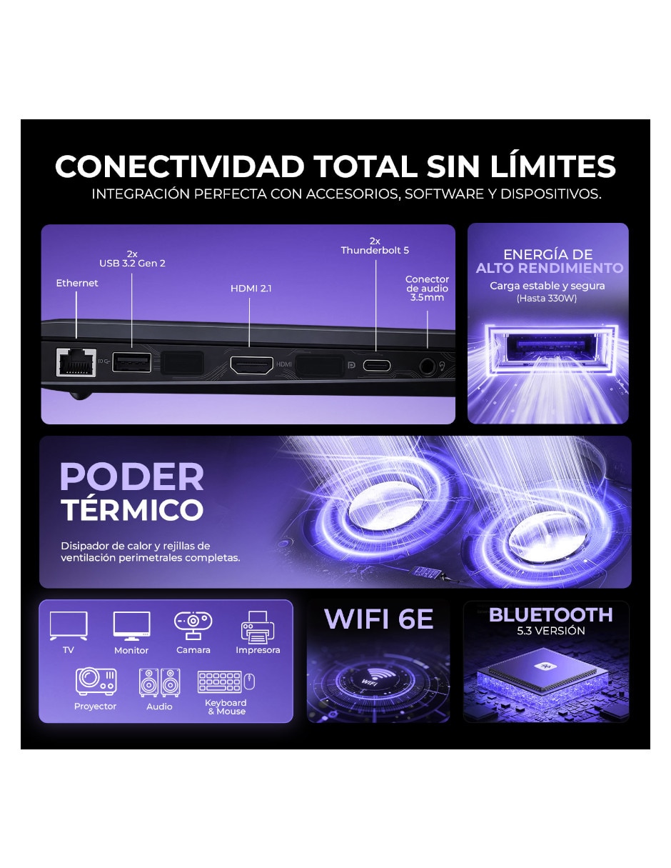 Laptop gamer Vector 16 HX AI A2XWIG 16 pulgadas QHD+ Intel core ultra 9 NVIDIA GeForce RTX 5080 16 GB RAM 1 TB SSD 3