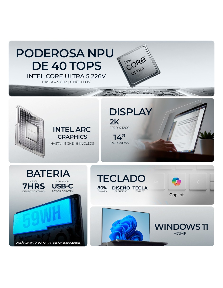 Laptop 2 en 1 touch 14-fm0013dx 14 pulgadas Full HD+ Intel core ultra 5 Integradas 16 GB RAM 512 GB SSD 6