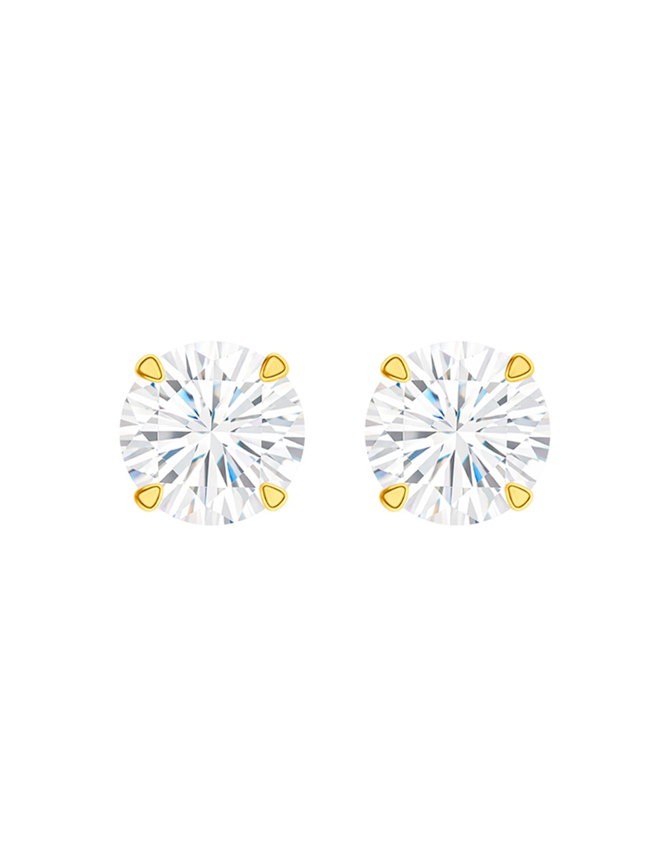 Broqueles de oro 14 k con acabado brillante zirconia Broqueles de oro 14 k con acabado brillante zirconia