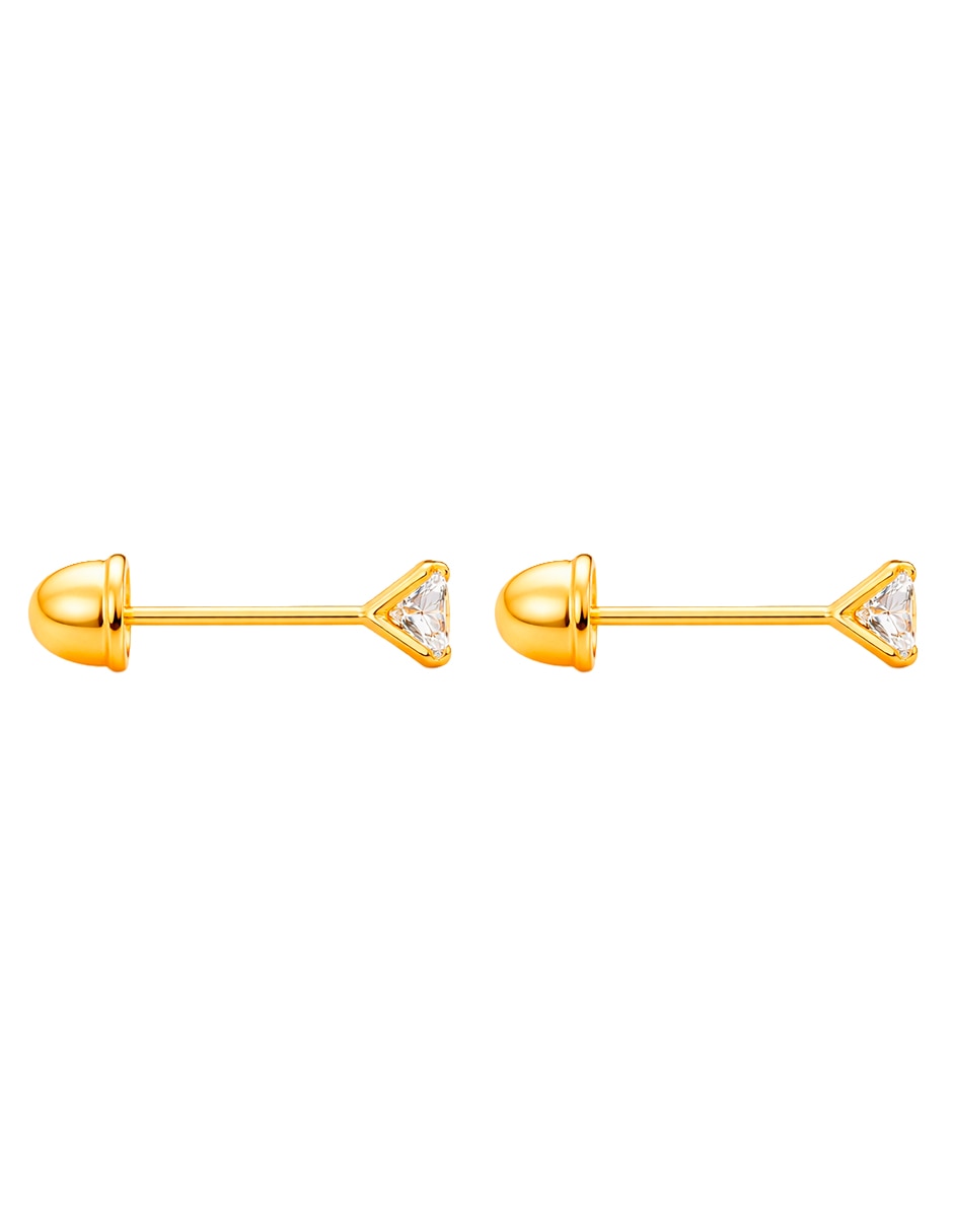 Broqueles de oro 14 k con acabado brillante zirconia 4