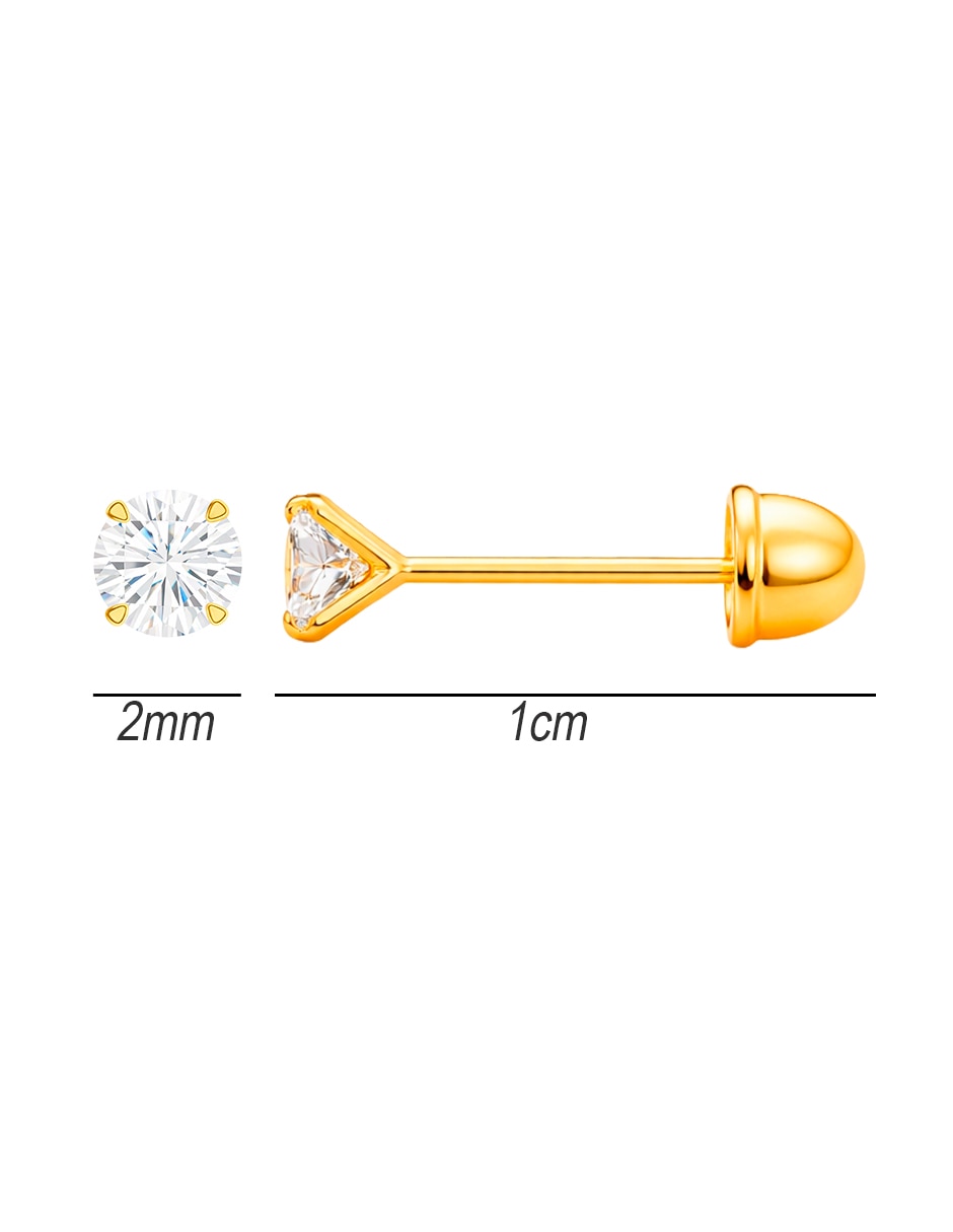 Broqueles de oro 14 k con acabado brillante zirconia 5