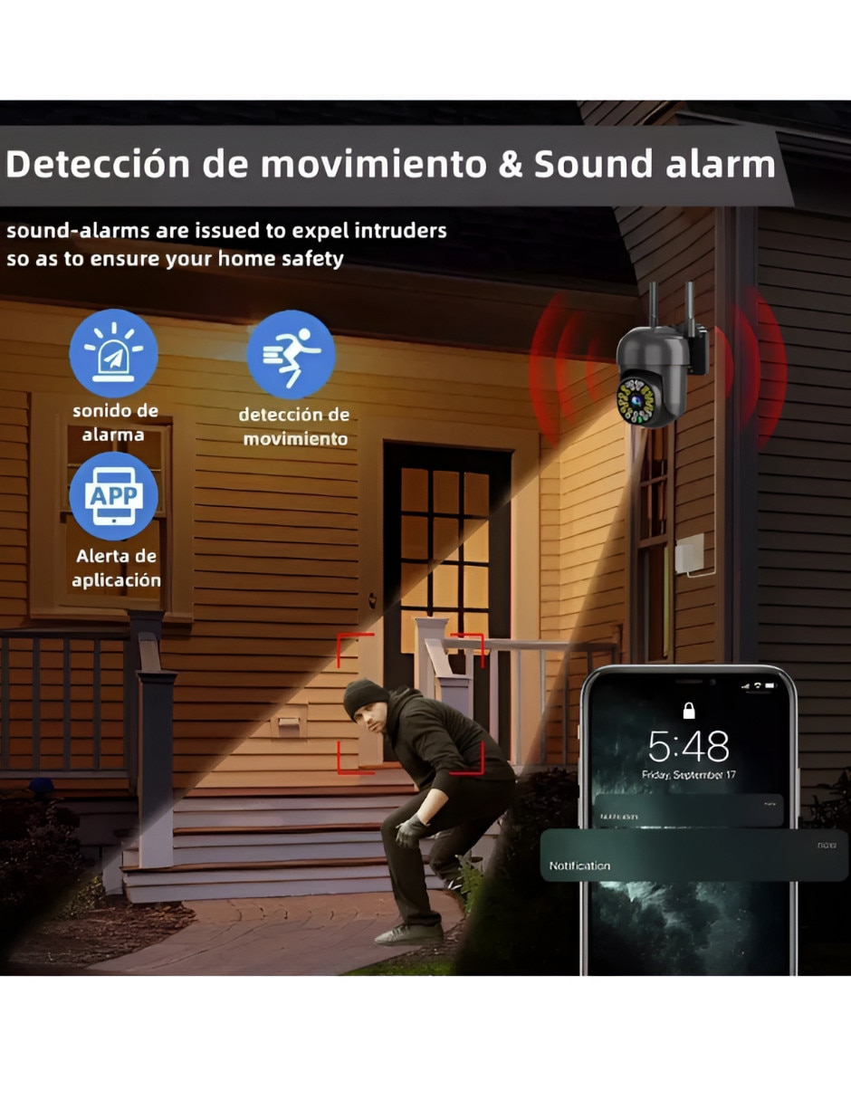 Cámara Wi-Fi de seguridad inalámbrica 4K/UHD 350° para Interior y exterior 2
