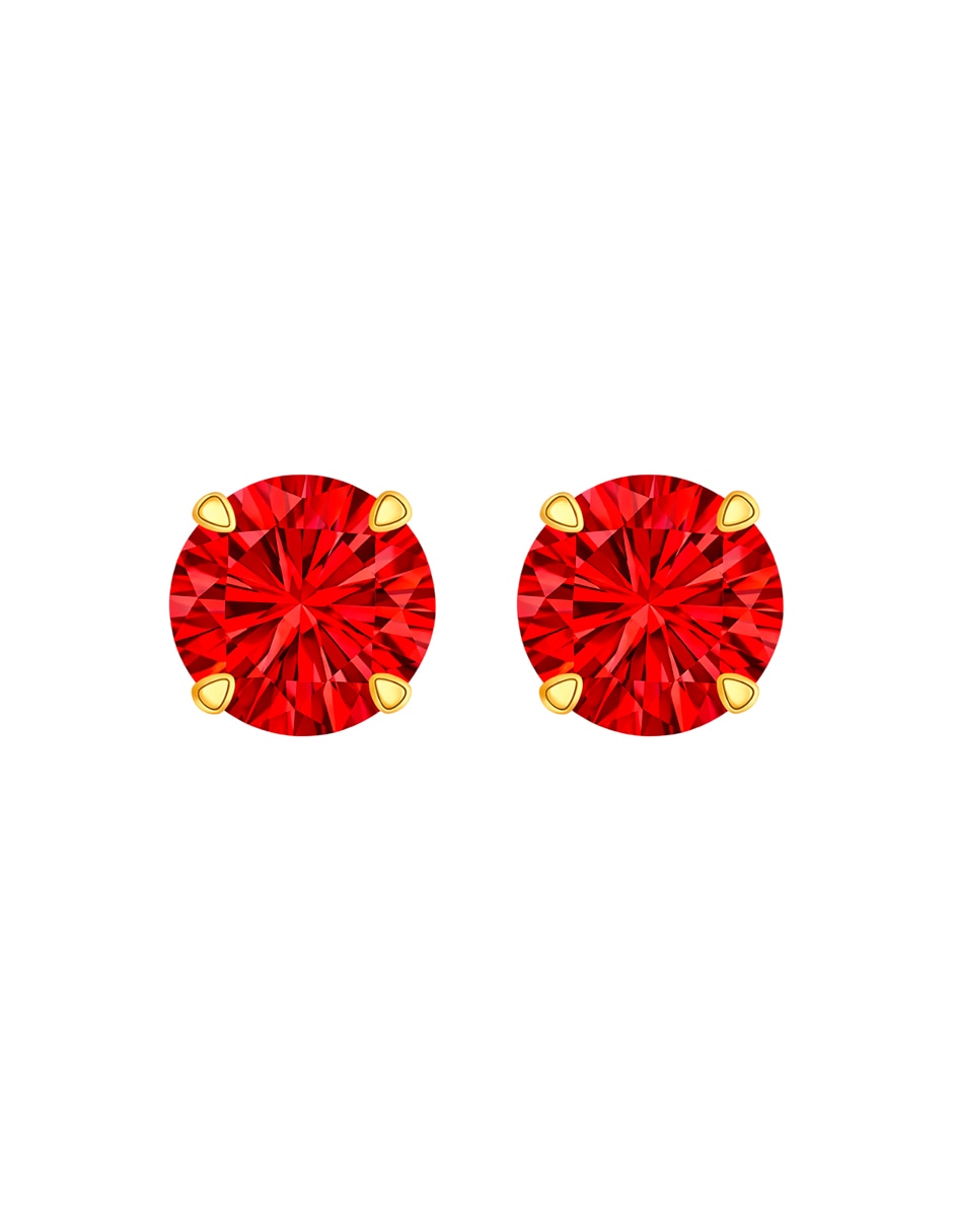 Broqueles de oro 14 k con acabado brillante zirconia