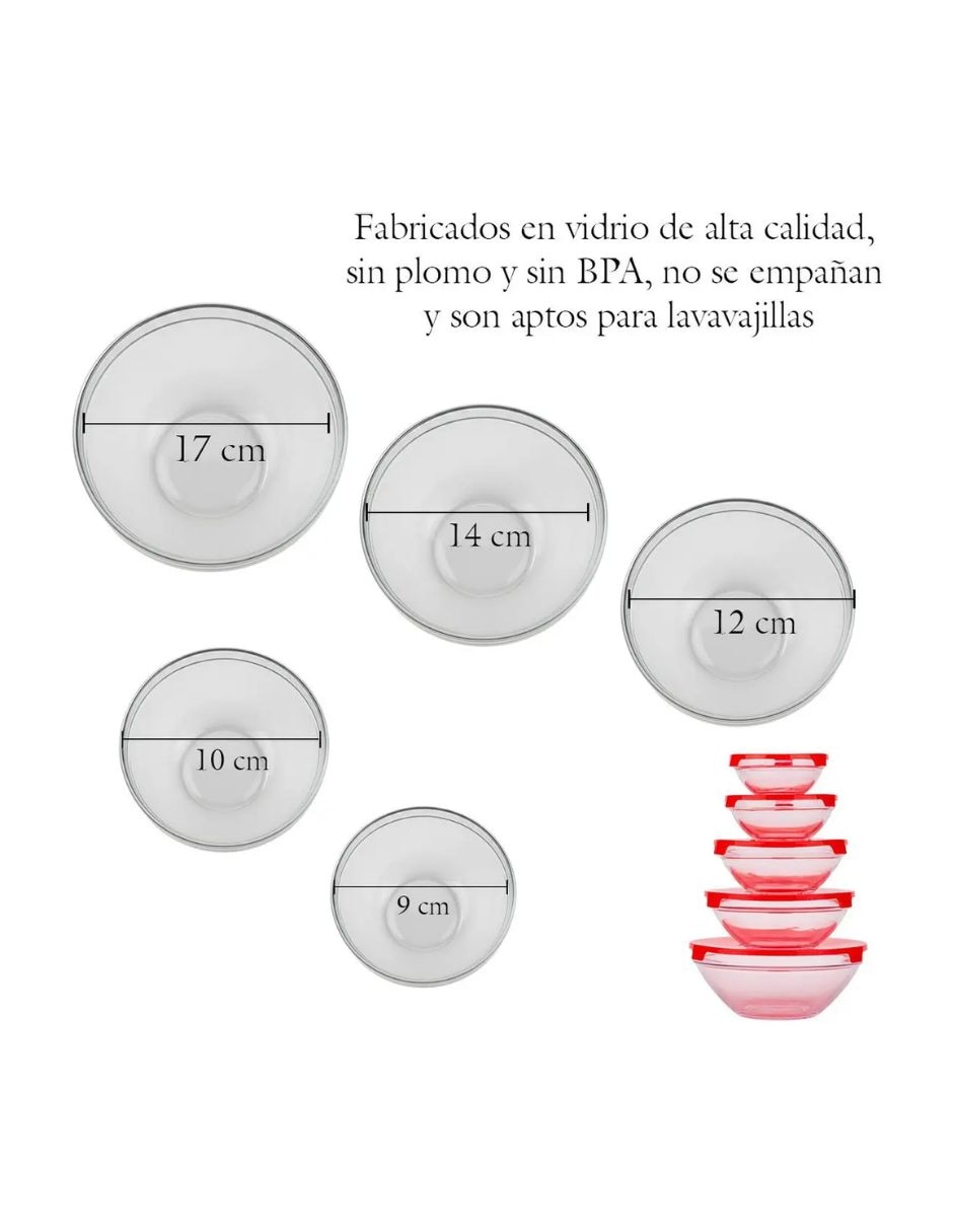 Set contenedores de vidrio y plástico 5 piezas 7