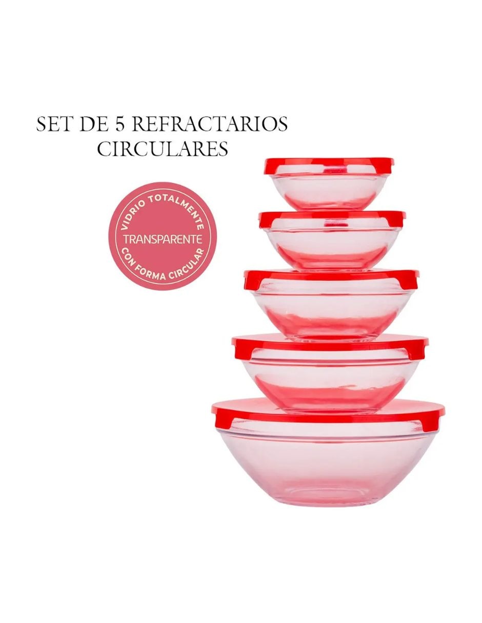 Set contenedores de vidrio y plástico 5 piezas 6
